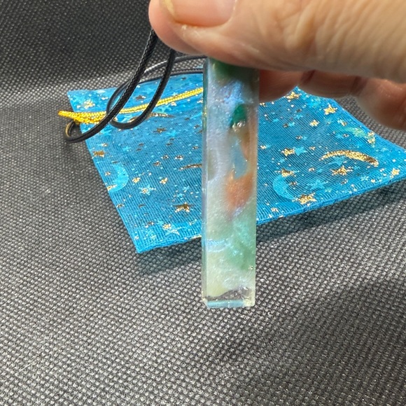 Blue and Green Resin Pendant Necklace - Picture 5 of 7